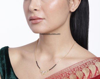 Diamond Mangalsutra, Gold Plated Mangalsutra, Bollywood Actress Mangalsutra, CZ Mangalsutra, Indian Jewelry, Gold Indian Mangalsutra