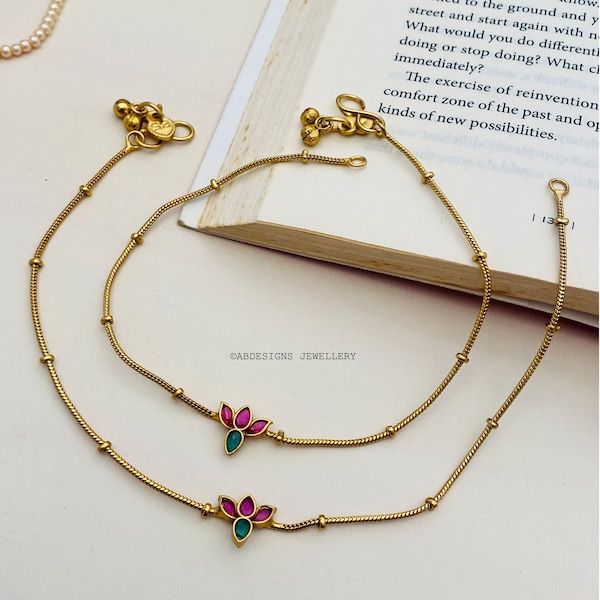 Multicolor - Handcrafted Paka Meenakari Anklets (Pair)