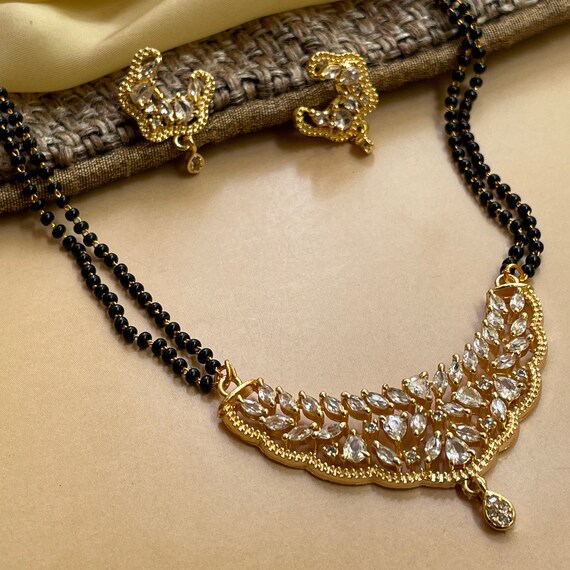 Long Gold Plated Diamond Mangalsutra 