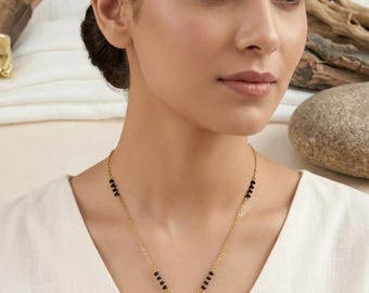 Handmade Gold Plated Mangalsutra, CZ Diamond, Bollywood Style