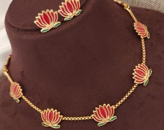 Gold Plated Cubic Zirconia Wedding Necklace, Designer American Diamond Necklace, Indian Wedding Jewelry for Bride, Ad Necklace Set