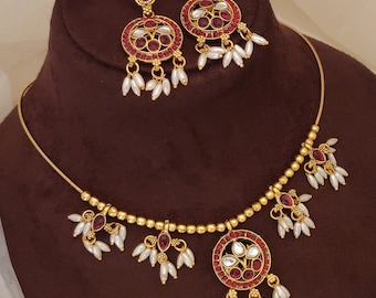 Gold Plated Meenakari Necklace, Kundan Bridal Jewelry