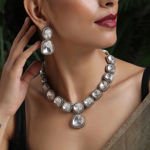 Silver Victorian Polki Jadau Kundan 