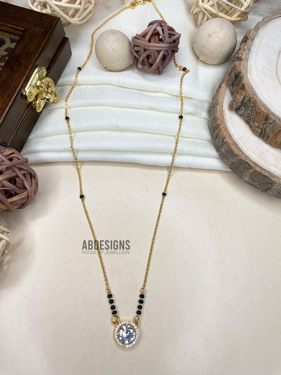 Kiara Advani Wedding Inspired Gold Diamond Mangalsutra CZ Mangalsutra Mangalsutra Modern Mangalsutra Pendant Latest Mangalsutra Design Etsy