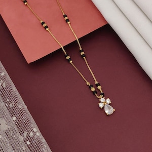 Antique Diamond Mangalsutra, Gold Plated Mangalsutra, Bollywood Actress Mangalsutra, CZ Mangalsutra, Indian Jewelry, Gold Indian Mangalsutra