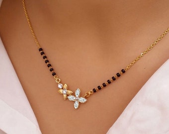 High Quality Gold Plated Flower Mangalsutra, Diamond Mangalsutra, Gold Plated Mangalsutra, Bollywood Actress Mangalsutra, CZ Mangalsutra