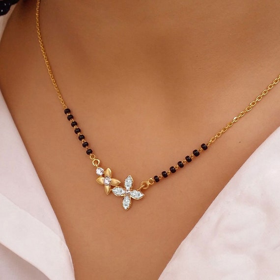Buy High Quality Gold Plated Flower Mangalsutra Diamond Online in India - Etsy