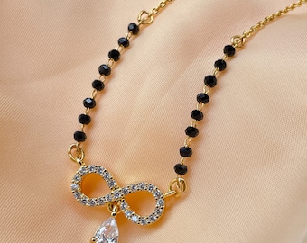 Infinity Mangalsutra Pendant, Diamond Style, Gold Plated