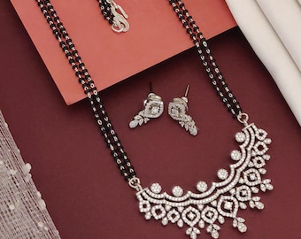 Modern Silver-Plated Mangalsutra/Daily Wear Jewellery/Lightweight Silver-Plated Mangalsutra /Perfect for Gifting /Ethnic Collection