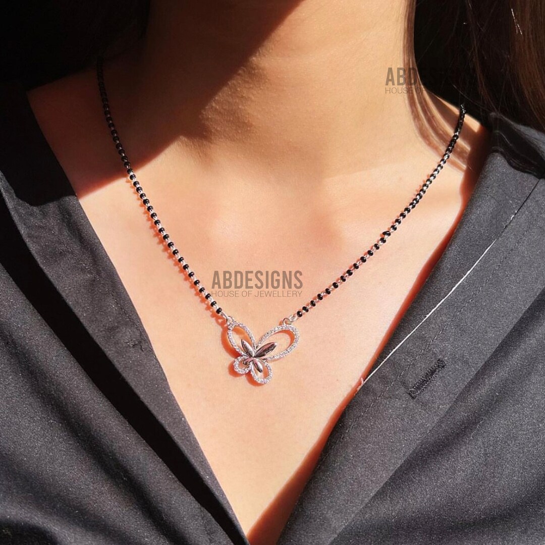 Silver Butterfly Diamond Mangalsutra Gold Plated Mangalsutra Etsy