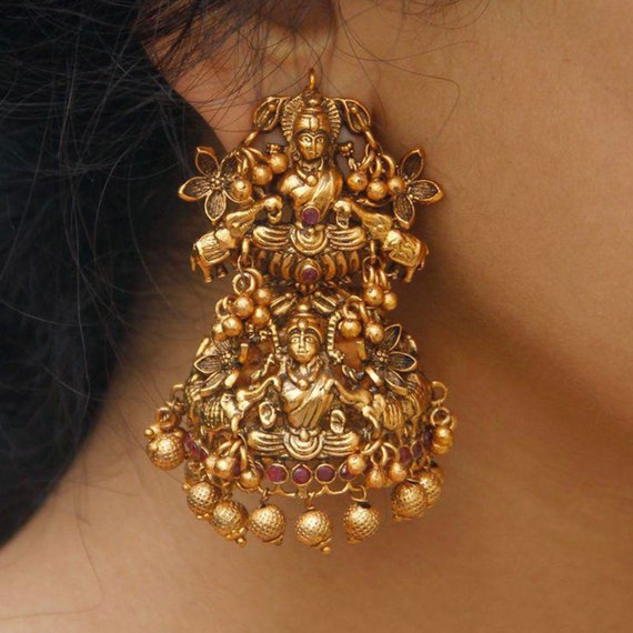 Lakshmi Kaasu Studs - Rajatamaya - Online Jewelry Store