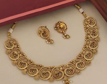 Gold Plated Meenakari Necklace, Bridal Gold Plated Necklace, Kundan Meenakari Necklace, Ethnic Jewellery, Indian Bridal Jewelry,Gift For Her