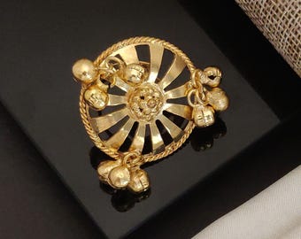 Gold Plated Gungroo Ring, Adjustable Bridal Jewelry