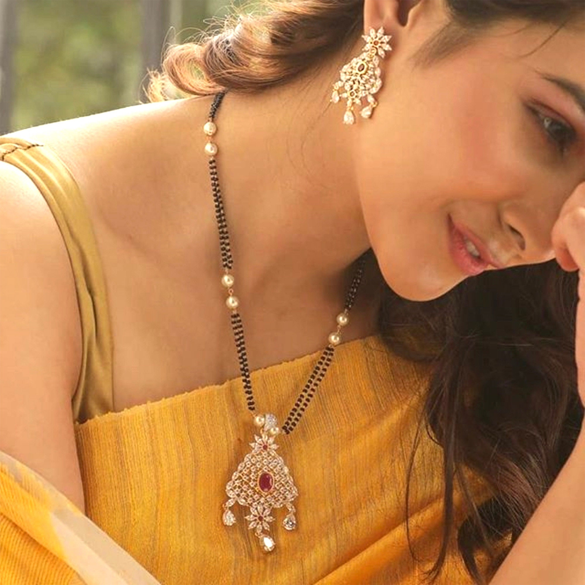 Diamond Mangalsutra Gold Plated 