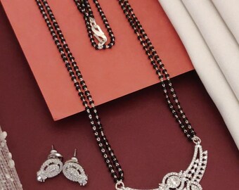 Modern Silver-Plated Mangalsutra/Daily Wear Jewellery/Lightweight Silver-Plated Mangalsutra /Perfect for Gifting /Ethnic Collection
