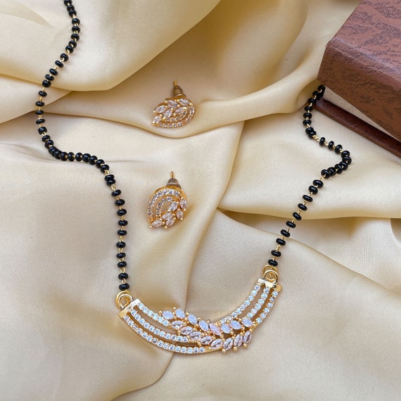 Diamond Mangalsutra \u0026 Earrings Gold 