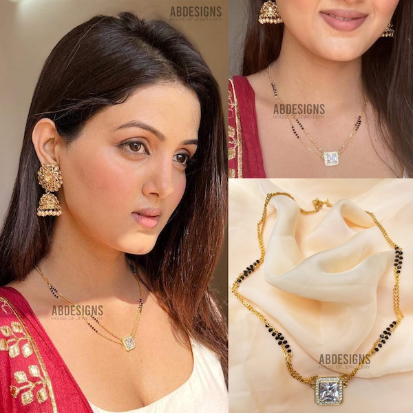 Sumati Singh Inspired American Diamond Mangalsutra, Bollywood Actress Mangalsutra, Mangalsutra Modern, Gold Mangalsutra Indian Necklace