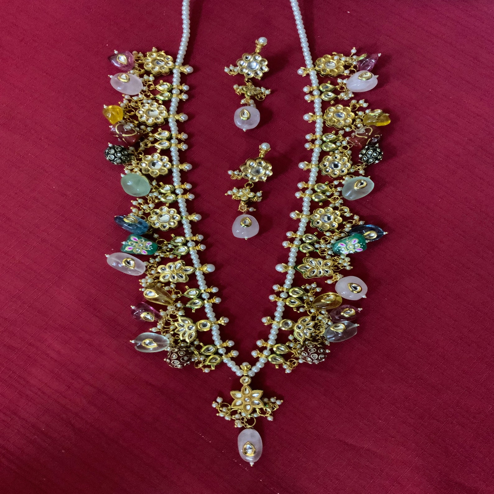 Jaipur Stone Necklace Royal Wedding Jewelry Kundan Indian Etsy