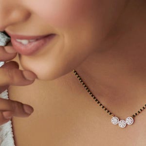 Mangalsutra banhado a ouro com zircônias cúbicas, colar solitário indiano