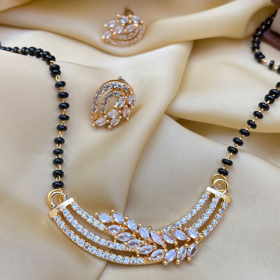 Diamond Mangalsutra \u0026 Earrings Gold 