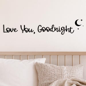 Love You Goodnight Wooden Wall Sign – Modern Script, Bedroom Decor