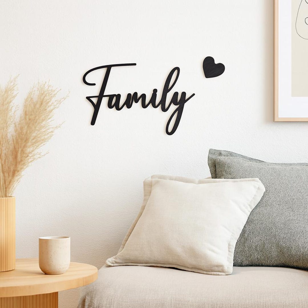 Family Things Sign Sticker Family Wooden Wall Sticker With 3M Adhesive – Rustic Home Decor Sign ...