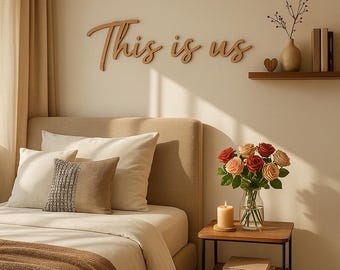 Rustikales ""This Is Us"" Wandschild aus Holz - Bauernhaus Familien Dekor."