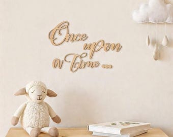 Es war einmal ein Schild aus Holz - Märchenbuch Kinderzimmer Zitat - Sperrholz Wandkunst - Kinderzimmer Dekor