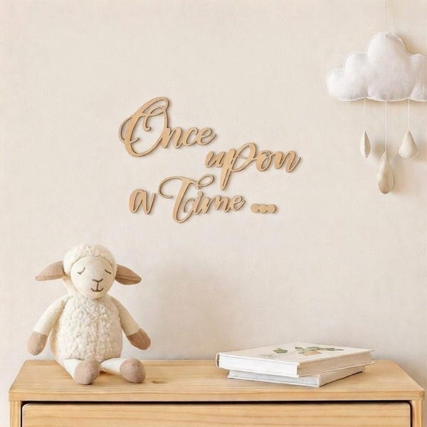 Once Upon a Time Wooden Wall Sign – Storybook Nursery Quote – Plywood Wall Art – Kids Room Decor