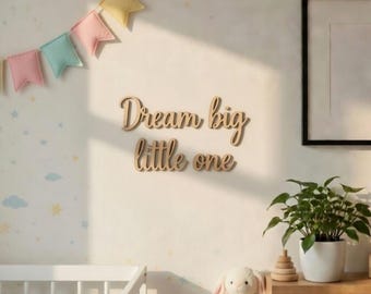 Dream Big Little One Holzschild • Sperrholz Kinderzimmer Dekor • Baby Zimmer Wand Kunst • Skandinavischen Kinderzimmer Zeichen • Schwarz Weiß Natürlich