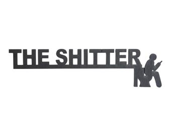 Funny "The Shitter" Plywood Bathroom Sign - Gag Gift Decor