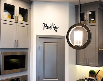 Pantry Holzwandschild • Sperrholz Küchendekor • Modernes minimalistisches Skript-Zeichen • Pantry-Tür-Wandkunst • Schwarz-Weiß-Natur
