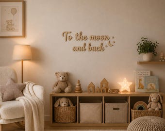 To the Moon and Back Schild • Sperrholz Kinderzimmer Dekor • Kinderzimmer Wand Kunst • Skandinavischen Zitat Zeichen • Schwarz Weiß Natürlich