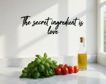 The Secret Ingredient Is Love Wandbild aus Holz – Sperrholz Wandkunst – Gemütliche Küche