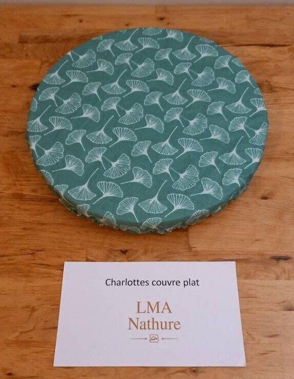 Charlottes Couvre Plats/Thème Gingko sur Fond Céladon