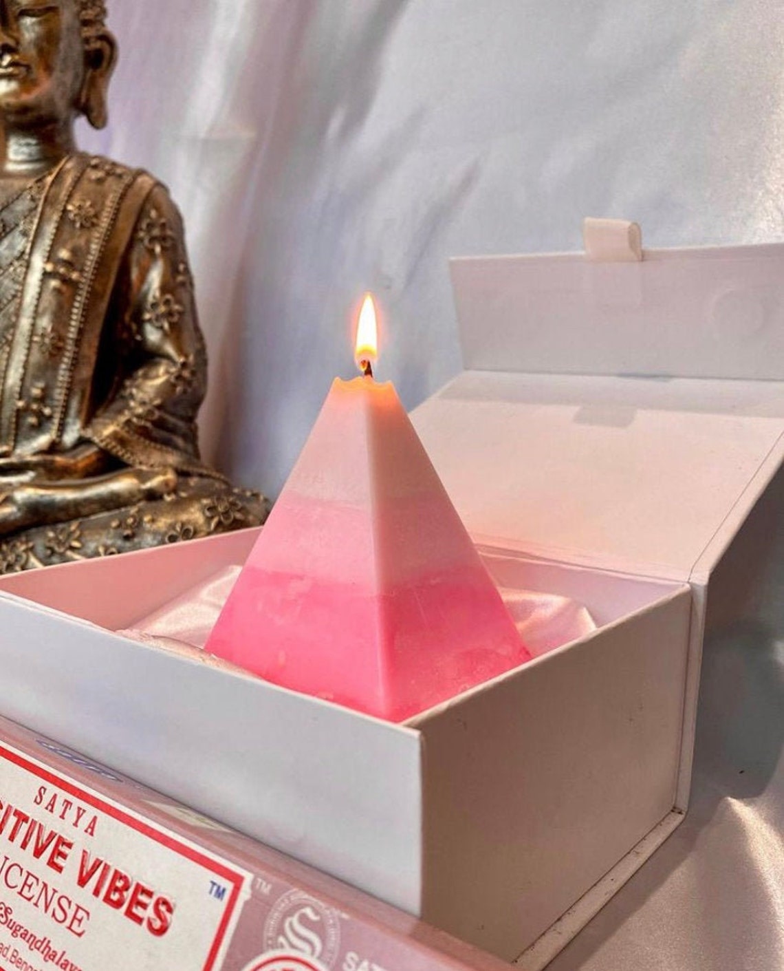 Love Hidden Crystal Pyramid Candle Pink Gradient Made to Etsy