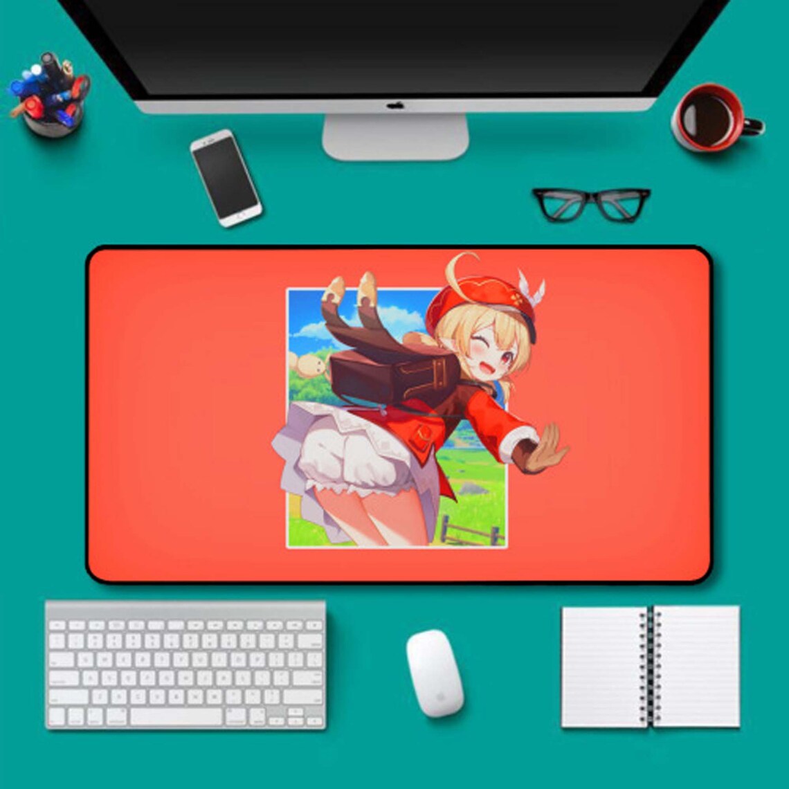 Large mousepad desk pad genshin impact Game Klee mouse pad Etsy