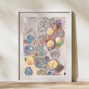 Vietnam Reise Kunst Aquarell Illustration Druck, Hoi An Fischmarkt, Vietnamesische Kunst, Tropisch Aquarell Illustration Druck, Vietnam Kunstdruck