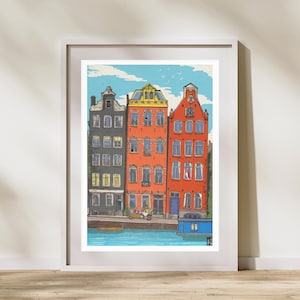 Amsterdam Netherlands, Netherlands Art, Netherlands Print, Netherlands Gift, Dutch House Decor, Dutch Canal Houses, Holland Decorations