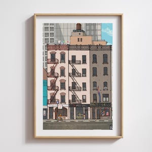 Upper Manhattan NYC Wall Art, Artful New York,  New York City Print, Manhattan New York Art, Manhattan Poster, Printful NYC Building Art
