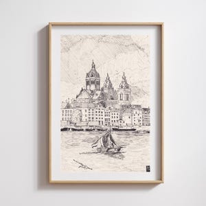 Netherlands Art, Netherlands Print, Saint Nicholas Church, Amsterdam Netherlands, Netherlands Poster, Dutch Landmark Art, Holland Travel Art
