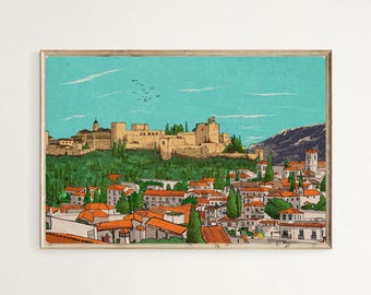 Granada Alhambra Art Print, Spain Travel Poster
