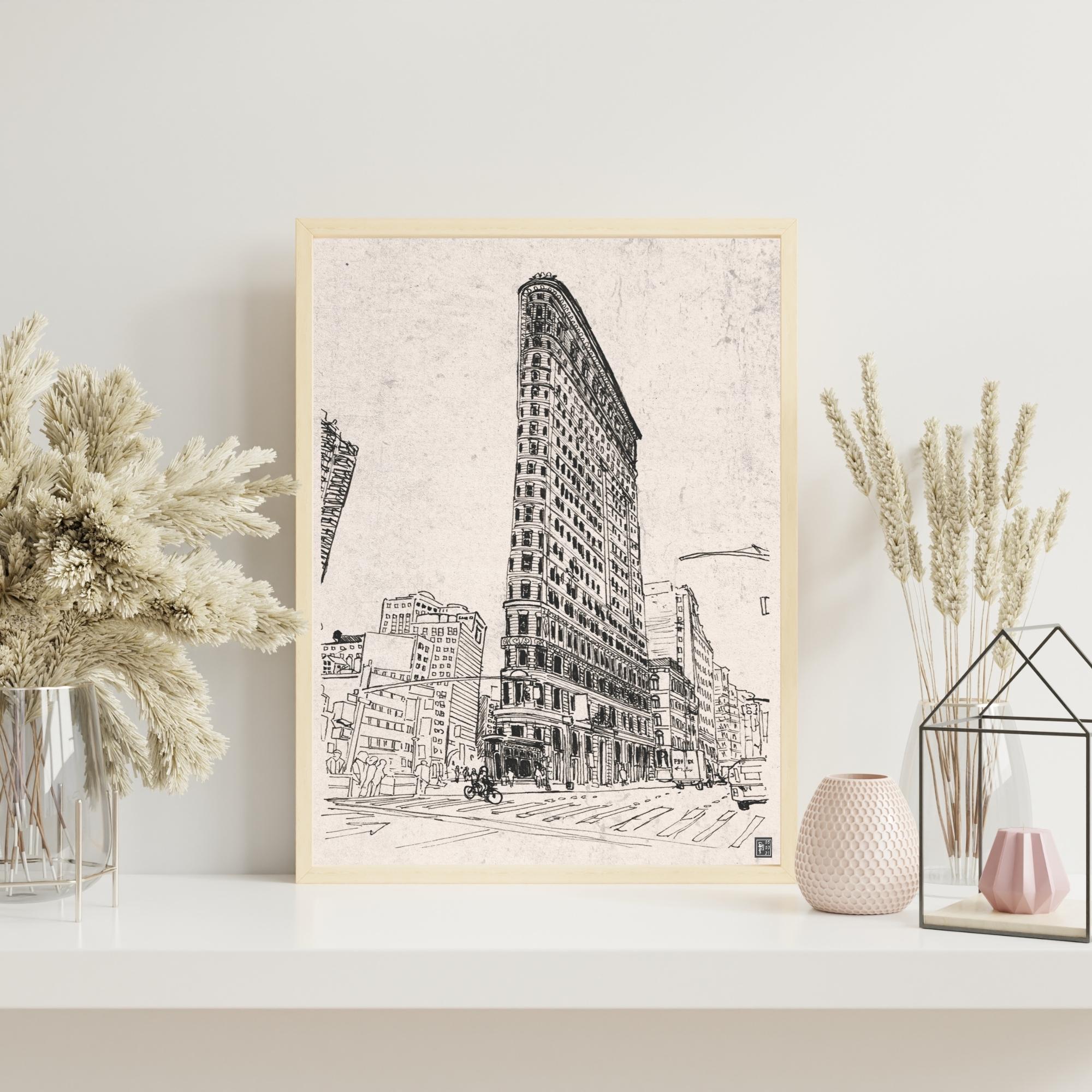 Flatiron Building Art Print, New York City Fine Line Art (digital ...