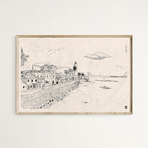 Galle Dutch Fort Sri Lanka Art, Galle Landscape Print, Pen Ink Illustration Wall Art, Sri Lanka Travel Hand Drawing, Sri Lanka Travel Gifts
