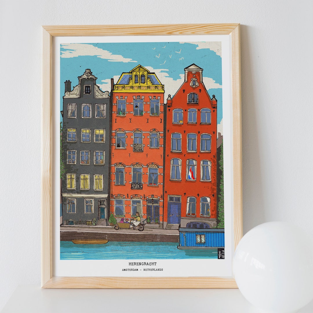 Amsterdam Art Print - Dutch Canal House Wall Decor - Amsterdam ...