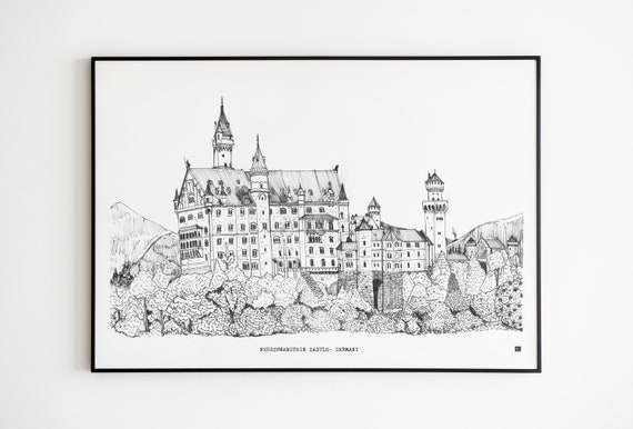 Neuschwanstein Castle vector clip art | Public domain vectors