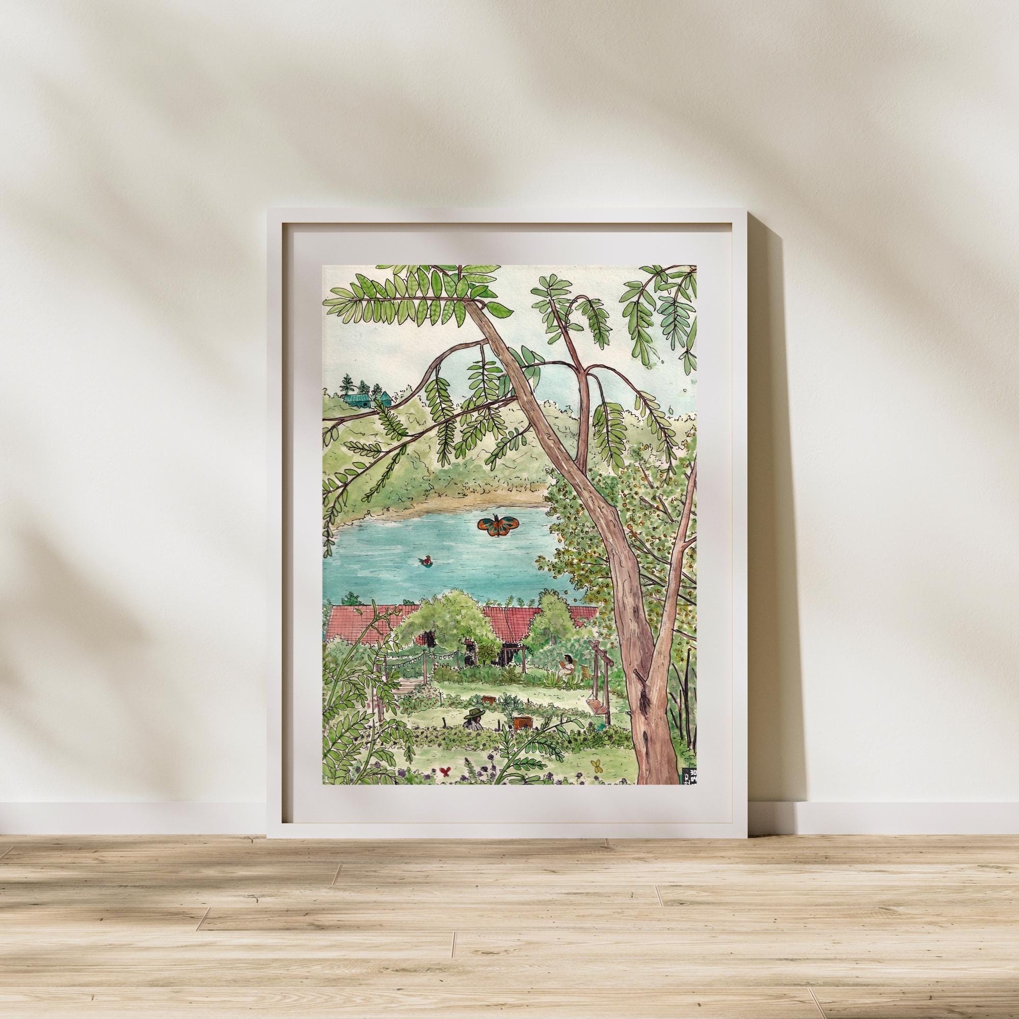 ベトナム の風景画 ベトナム植物園の水彩画、熱帯風景画 - Etsy 日本