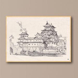 Castle Osaka Japan, Osaka Art, Osaka Travel, Osaka Poster, Osaka Art Print, Japan Poster Art, Artful Japan Poster, Artful Japanese Print