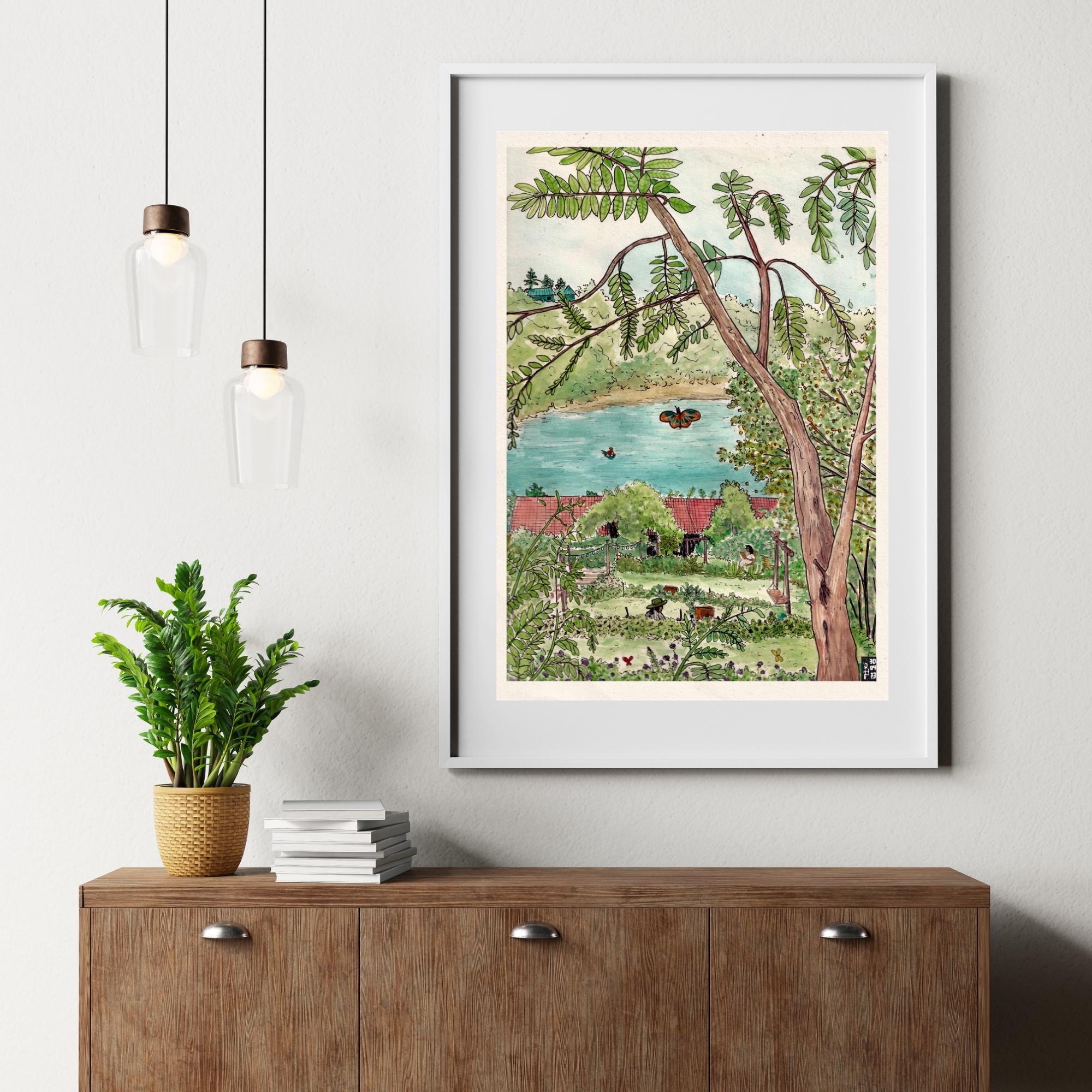 ベトナム植物園の水彩画、熱帯風景画 - Etsy 日本