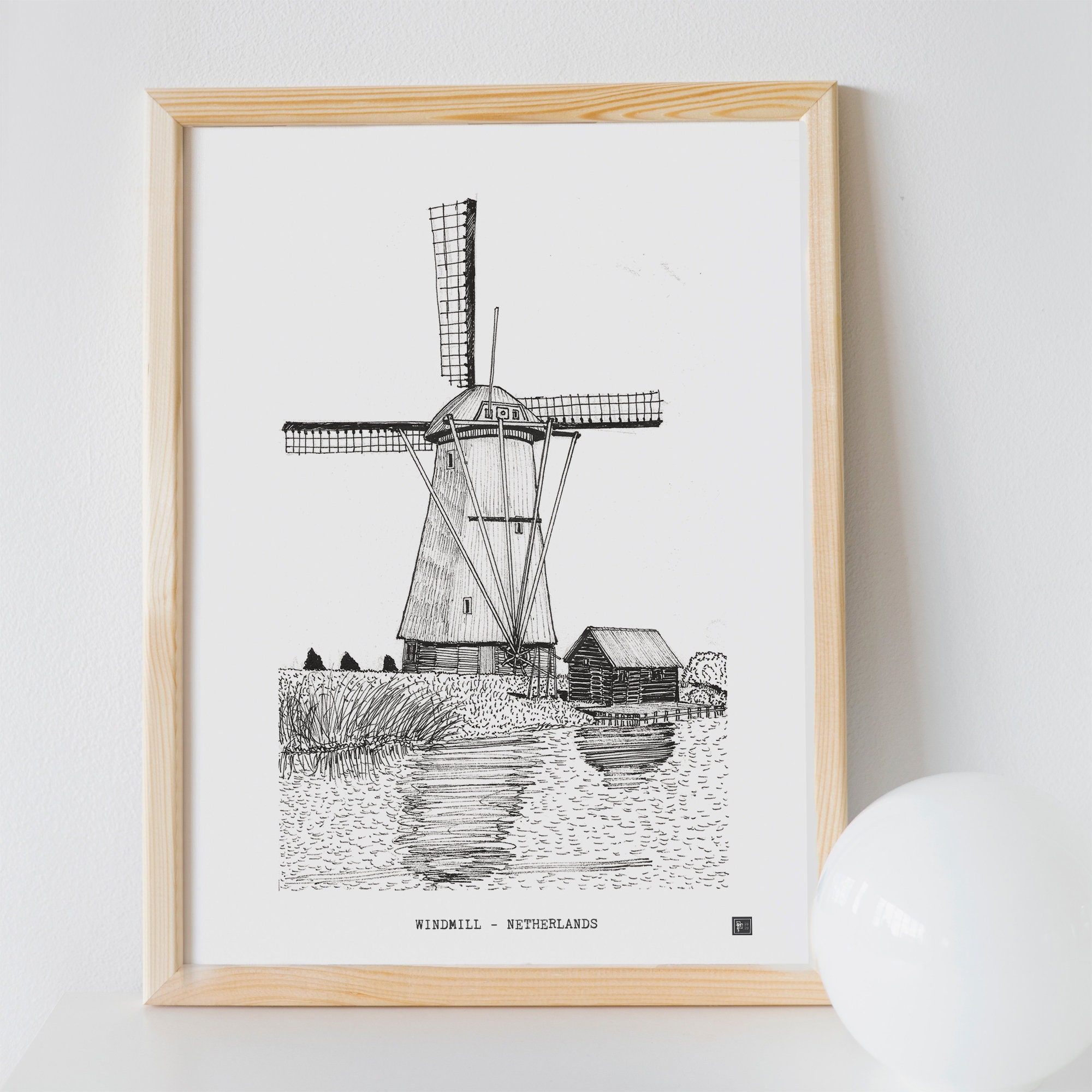Windmolen Nederland Art Print Nederlandse kunst Nederland - Etsy Nederland